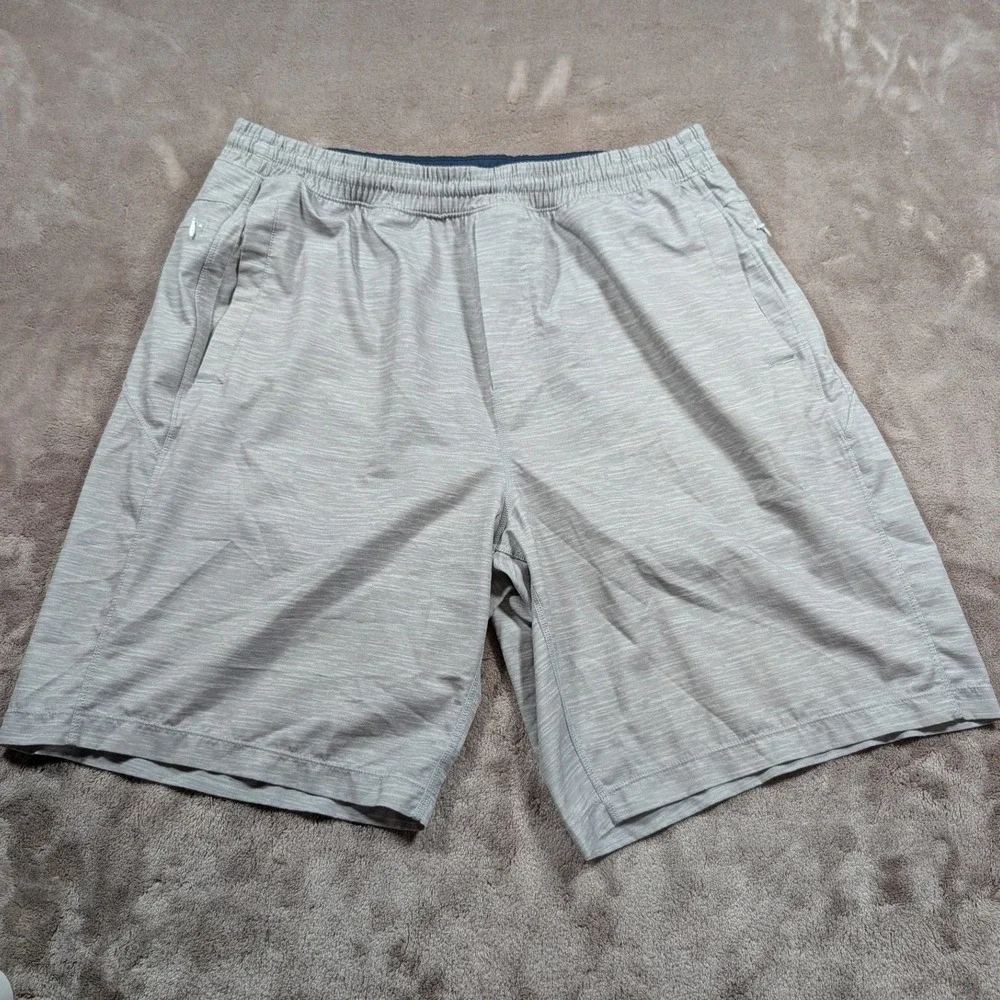 Birddogs Gym Shorts Men XXL Gray Space Dye Elastic Waist Zipper Pockets Athletic